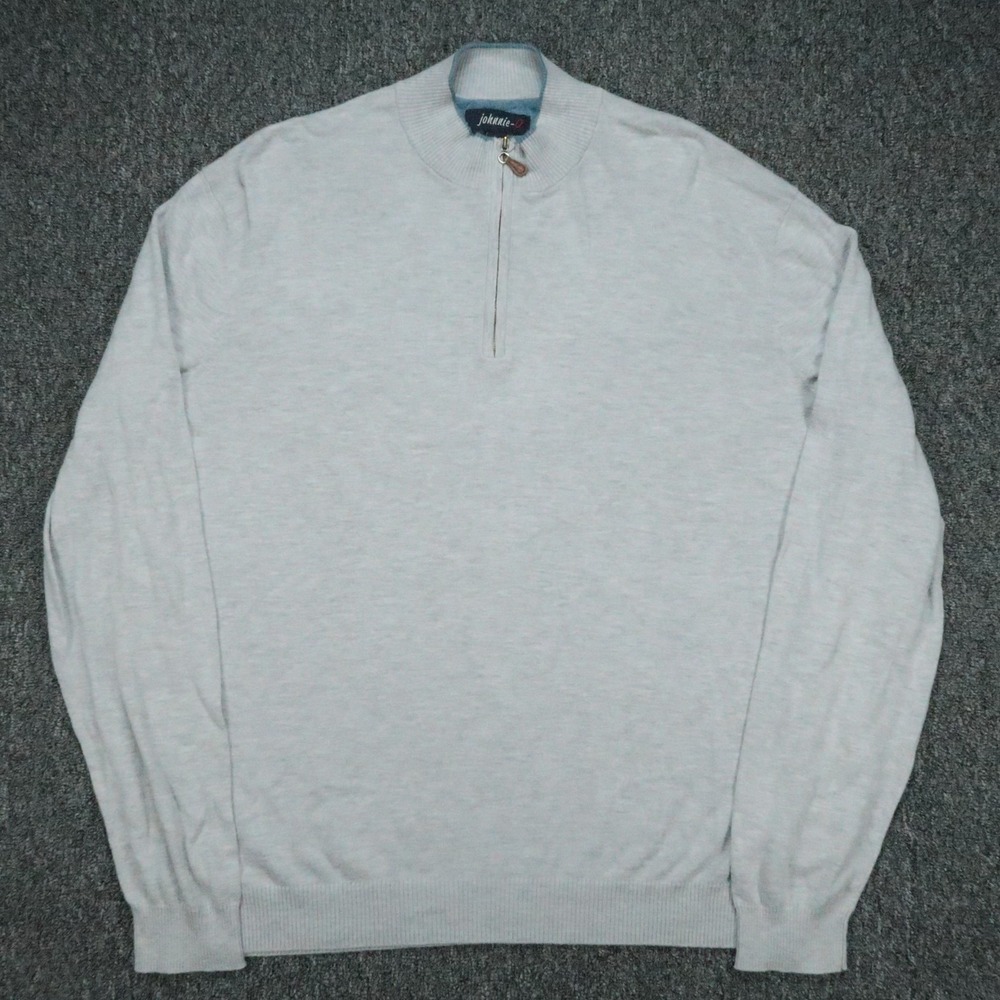 johnnie O Sweater Mens Large Gray Bailey Quarter Zip Pullover Golf Silk Blend *